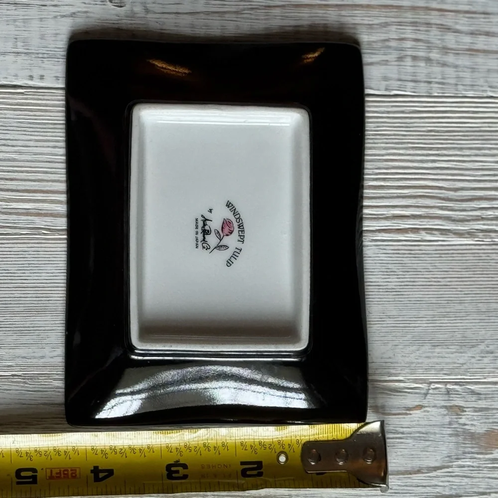 Windswept Tulip Black Floral Rectangular Trinket Tray